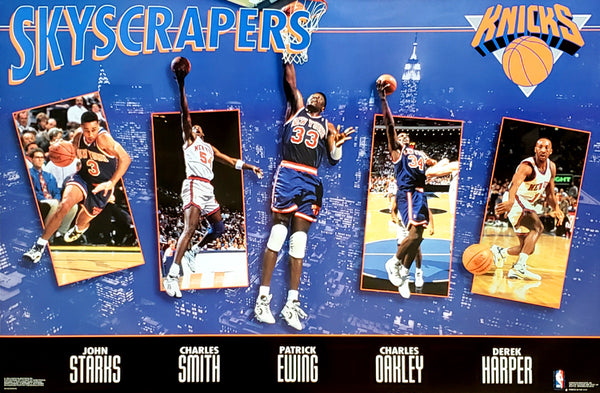 New York Knicks "Skyscrapers" Poster (Ewing, Starks, Oakley, Harper, Smith) - Costacos 1994