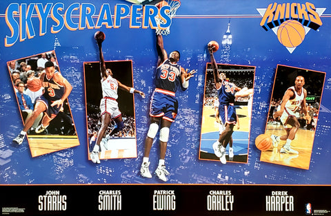 New York Knicks "Skyscrapers" Poster (Ewing, Starks, Oakley, Harper, Smith) - Costacos 1994