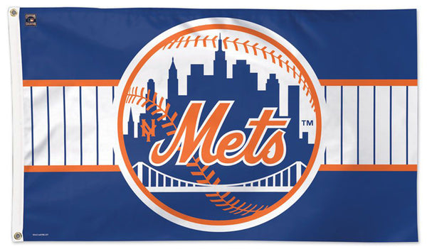 New York Mets Skyline-Ball-Logo-Style Official MLB Baseball Deluxe-Edition Premium 3'x5' Flag - Wincraft Inc.