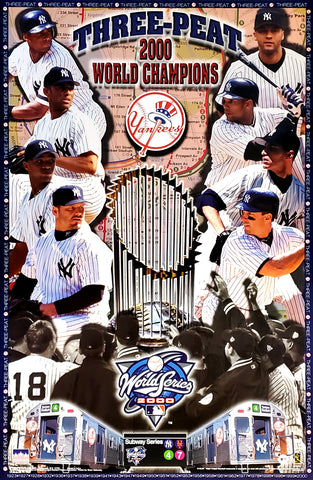 New York Yankees 2000 World Series Champions "Three-Peat" Commemorative Poster- Starline Inc.