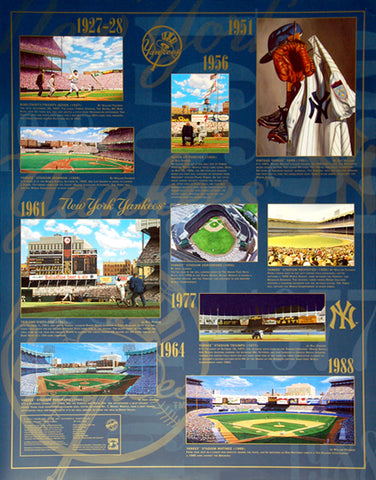New York Yankees Historic Art Collage (1927-88) Premium Wall Poster - Bill Goff Inc.