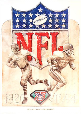 NFL 75th Anniversary Commemorative Theme Art Poster by Merv Corning - Front Row Collectibles