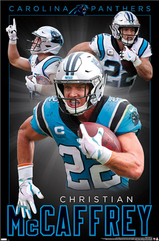 Christian McCaffrey "Triple-Action" Carolina Panthers NFL Football Poster - Costacos Sports 2021
