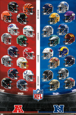 NFL Football Logos Official Wall Poster (All 32 Team Helmets) - Costacos Sports