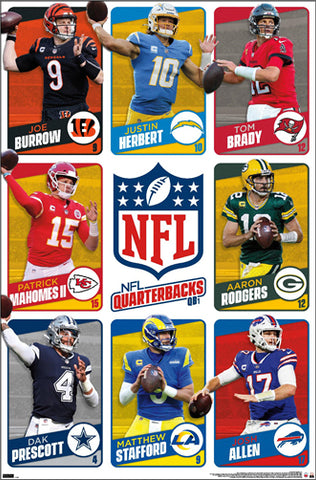 NFL Quarterbacks Superstars Poster (Brady, Burrow, Allen, Prescott, Mahomes,++) - Costacos 2022