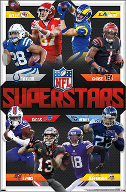 NFL Playmakers "Superstars" Poster (Kupp, Chase, Henry, Jefferson, Kelce,++) - Costacos Sports 2022