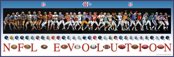 NFL Evolution (QBs and Uniforms Through the Years) Football Historical Poster - Action Images