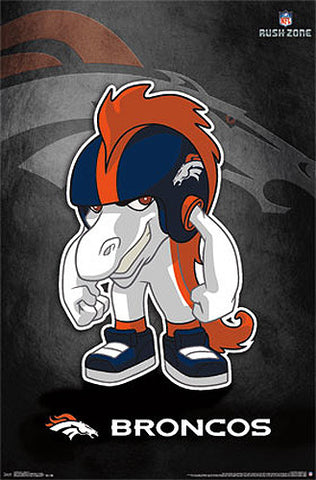 Denver Broncos "Rusher" (NFL Rush Zone Character) Official Poster - Costacos Sports