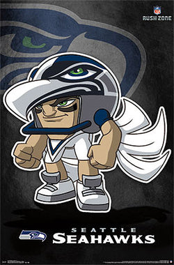 Seattle Seahawks "Rusher" (NFL Rush Zone Character) Official Poster - Costacos Sports