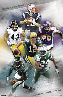 NFL Football "Super Six" Poster (Brady, Rodgers, Vick, Peterson ++) - Costacos 2011