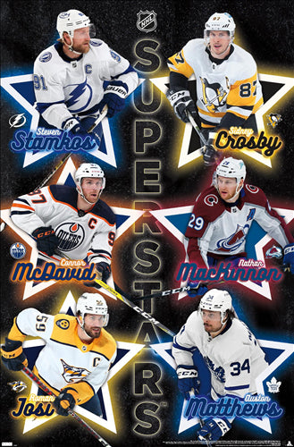 NHL Superstars 2022-23 Poster (McDavid, Matthews, Mackinnon, Crosby, Stamkos, Josi) - Costacos Sports