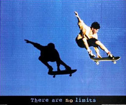 Skateboarding "No Limits" Inspirational Action Poster - Front Line