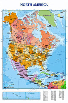Wall Map of North America Poster - Eurographics Inc.