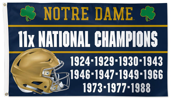 Notre Dame Football 11-Time National Champions Official NCAA Deluxe 3'x5' Team Flag - Wincraft