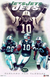 New York Jets "Cleared for Takeoff" Poster (Chrebet, Martin, Pennington) - Starline 2003