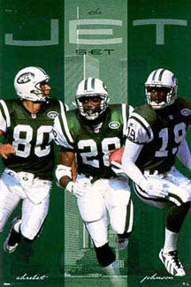 New York Jets "The Jet Set" (Chrebet, Martin, Johnson) Poster - Costacos 1998