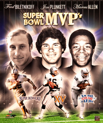 Oakland Raiders Super Bowl MVPs Commemorative Premium Poster Print - Photofile Inc.
