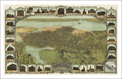 Oakland, California 1900 Classic Aerial Panoramic Map Premium Poster Print - McGaw Graphics