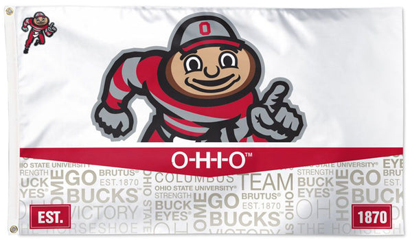Ohio State Buckeyes "Running Brutus" Style Official NCAA Team Logo Deluxe-Edition 3'x5' Flag - Wincraft Inc.