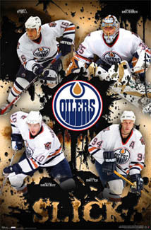 Edmonton Oilers "Slick" NHL Hockey Poster (Roloson, Smyth, Stoll, Horcoff) - Costacos 2007