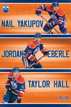 Edmonton Oilers "Super Trio" NHL Poster (Yakupov, Eberle, Hall) - Costacos Sports 2013