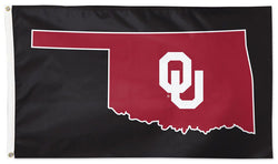 Oklahoma Sooners State-Outline-Style NCAA Team Logo Deluxe-Edition 3'x5' Flag - Wincraft Inc.