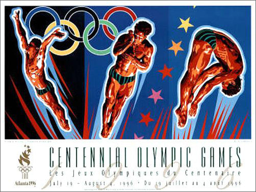 Atlanta 1996 Olympics Diving Official Event Poster by Yamagata - Fine Art Ltd.