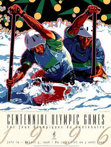 Atlanta 1996 Olympics Kayaking Official Event Poster by Yamagata