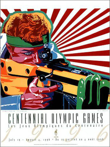 Atlanta 1996 Olympics Target Shooting Official Event Poster by Hiro Yamagata - Fine Art Ltd.
