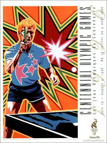 Atlanta 1996 Olympics Table Tennis Official Event Poster - Fine Art Ltd.
