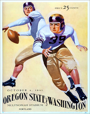 Oregon State Beavers Football 1941 vs. Washington Vintage Poster Reproduction - Asgard Press