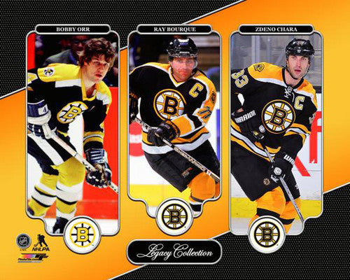 Boston Bruins "Blueline Legacy" Bobby Orr, Ray Bourque, Zdeno Chara Premium Poster - Photofile 16x20