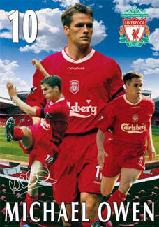 Michael Owen "Triple Action" Liverpool FC Poster - GB 2003