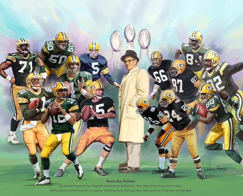 Green Bay Packers "15 Legends" Art Print by Wishum Gregory