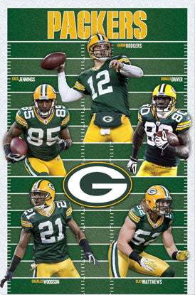 Green Bay Packers "Gridiron Five" (2010) NFL Action Poster - Costacos Sports