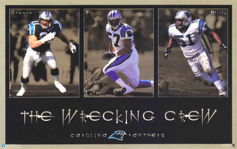 Carolina Panthers "The Wrecking Crew" (Mills, Lathon, Greene) Poster - Costacos 1997