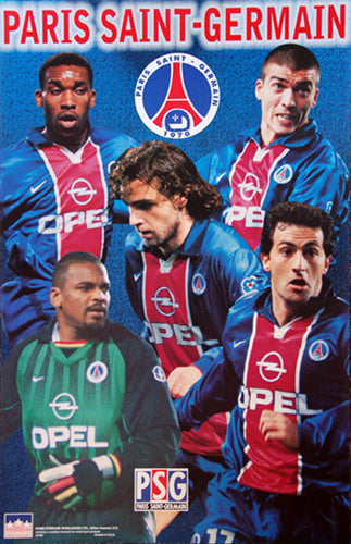 Paris Saint-Germain "Five Stars" Poster (Simone, Lama, Okocha, Robert) - Starline Inc. 1999