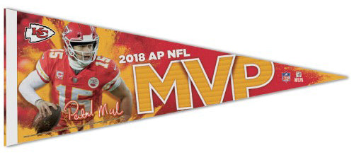 Patrick Mahomes 2018 NFL MVP Kansas City Chiefs Premium Felt Collector's PENNANT - Wincraft