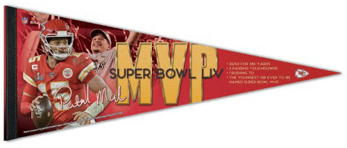 Patrick Mahomes Super Bowl LIV (2020) MVP Kansas City Chiefs Premium Felt Collector's PENNANT - Wincraft