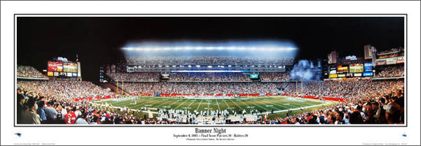 Gillette Stadium "Banner Night" New England Patriots Panoramic Poster - Everlasting 2005