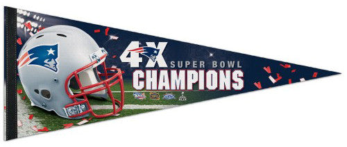 New England Patriots 4-Time Super Bowl Champions Premium Felt Collector's Pennant