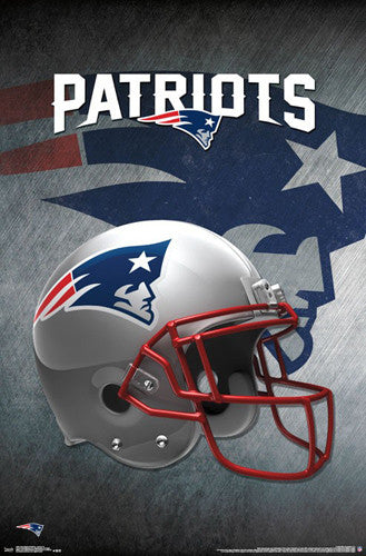 football crest with helmet New England Patriots Official NFL Football Team Helmet Logo Poster