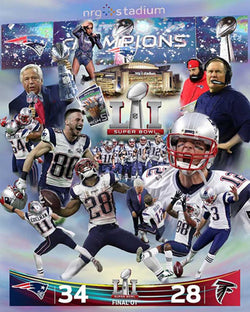 New England Patriots "Heaven in Houston" Super Bowl LI Premium Art Collage Poster