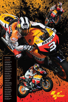 Dani Pedrosa MotoGP "Super Action" Motorcycle Racing Poster - Pyramid 2009
