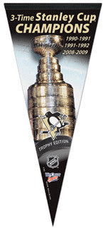 Pittsburgh Penguins 3-Time Stanley Cup Champions EXTRA-LARGE Premium Pennant