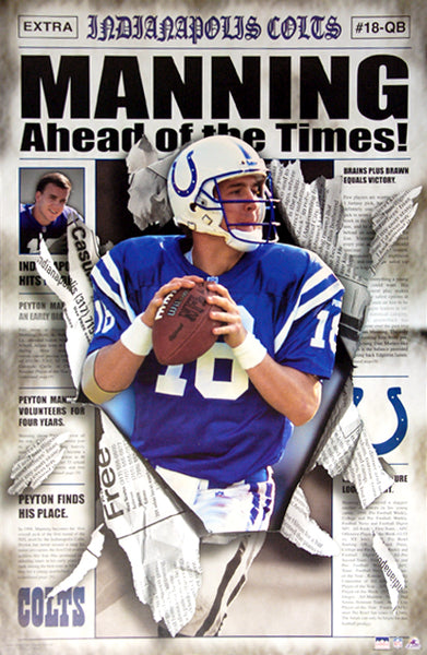 Peyton Manning "Ahead of the Times" Indianapolis Colts QB Action Poster (2001) - Starline Inc.