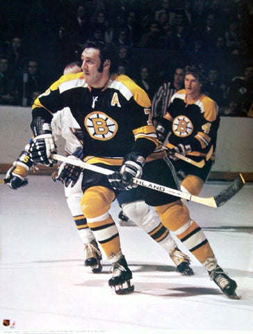 Phil Esposito with Bobby Orr Boston Bruins NHL Action Poster - Sports Posters Inc. 1973