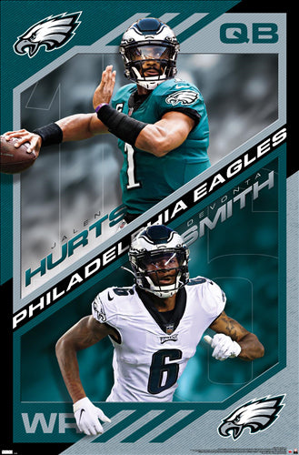 Philadelphia Eagles "Dynamic Duo" (Jalen Hurts & Devonta Smith) NFL Action Wall Poster - Costacos Sports 2022
