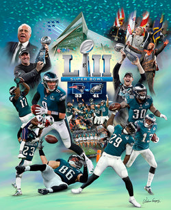 Philadelphia Eagles Super Bowl LII (2018) "The Eagle Moment" Premium Art Collage Poster - Wishum Gregory
