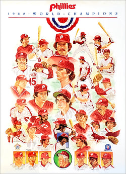 Philadelphia Phillies 1980 World Series Champions Commemorative Team Poster - Equitable Old-Timers Series 1990